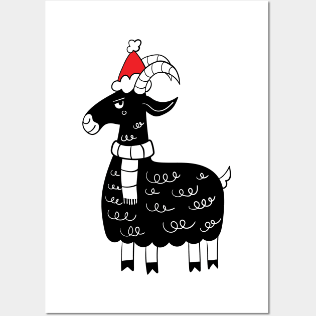 Xmas Goat T-Shirt Wall Art by hippyhappy